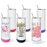 AGH 6 Pack Music Speaker Straw Lid Cup, 20oz Sublimation Skinny Stainless Steel Double Wall, Speaker Tumbler with Detachable LED Light, DIY Gifts (Multicolor)
