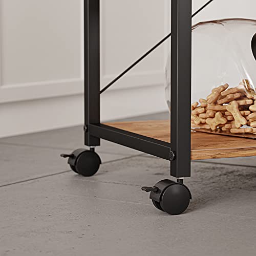 Cubicubi Baker's Rack Kitchen Cart, 3-Tier Utility Microwave Oven Rack On Wheels, Coffee Cart With Storage And 10 Hooks, Fir Brown #TOP5