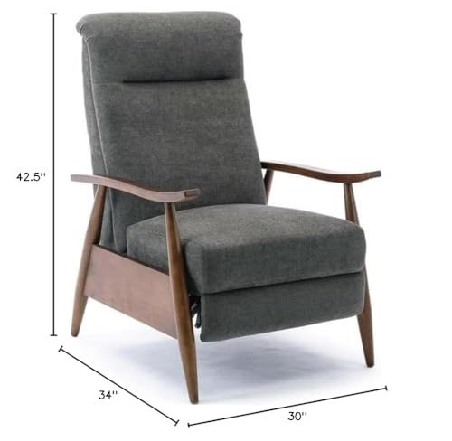 Sillón reclinable moderno gris oscuro con brazos de madera miniatura 3