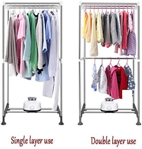 2 Layer Electric Heated Clothes Airer Dryer Rack,Dries Using Hot Air Fan,180 Minute Timer,Soon Heated Clothes Drying Pod Cabinet, Load 10KG,1000W,700 * 500 * 1460mm,outstanding78 - Image 4