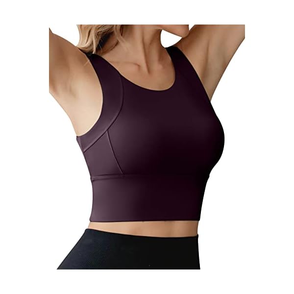 Ama Larsi High Neck Sports Bra for Women Longline Medium Impact Workout Crop Tank Tops Wirefree Padded Yoga Bra Gym - Image 4