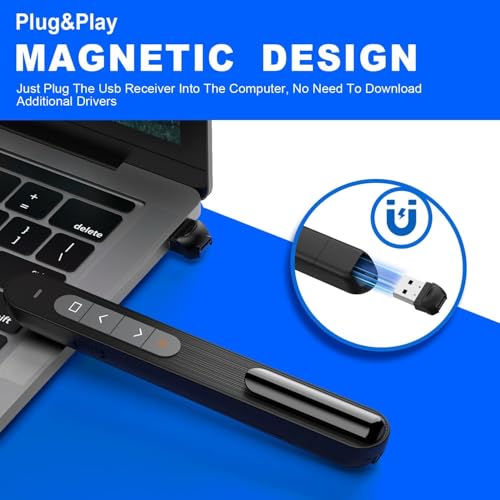 Image of Rts Laser Pointer Presentation Clicker USB /Type-C 2 in 1 for PPT PowerPoint Clicker Hyperlink Volume Control Wireless Presenter RF 2.4GHz USB Presentation Remote Control for Keynote /PPT /Mac /PC /Laptop