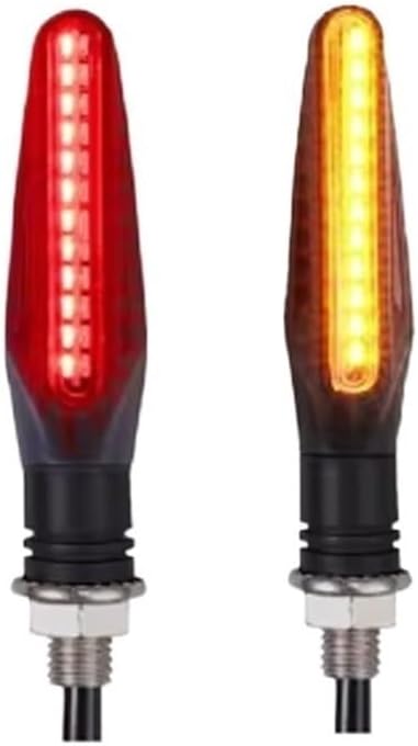Indicators Flowing Motorbike Motorcycle Turn Signal Lights White Red Amber Flowing Indicators Front Rear Light 24Led Flasher Blinker For Dirt Bike Sport(2x Red 2x White kit)
