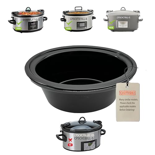 7 Quart Slow Cooker Ceramic Pot Replacement, Insert pot Compatible for Crock Pot 7 Quart Slow Cooker Model: CPSCVTS70LL-S, SCCPVLF710-S, CPSCVC70LL-B-122, see instruction carefully before order