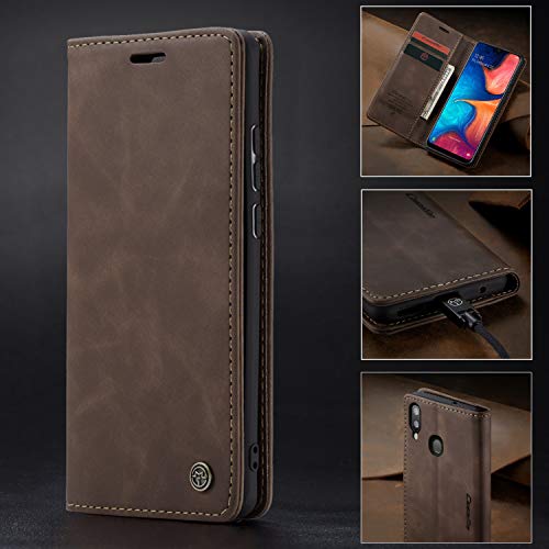 Samsung Galaxy A30/A20 Case,Samsung Galaxy A30/A20 Wallet Case Cover, Magnetic Stand Flip Protective Cover Leather Flip Cover Durable Shockproof Protective Cover For Samsung Galaxy A30/A20(Coffee) #TOP7
