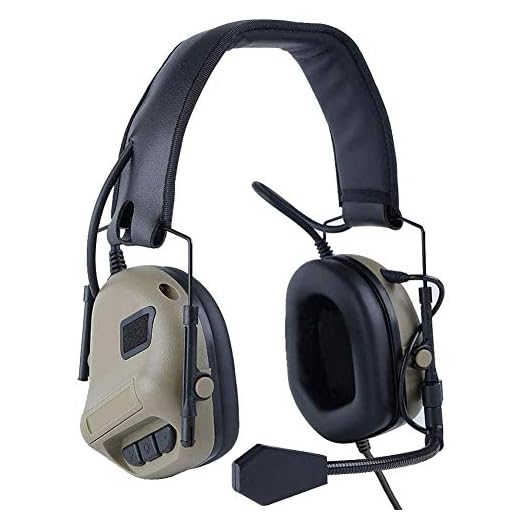 ATAIRSOFT Tactical Headset Wargame Hunting Headphone Without Noise Cancellation Function (Tan)