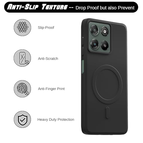 Image of Back Cover | MagFit Ring Design (Non-Magnetic) | Shockproof Protection | Anti-Slip Grip | Raised Camera Edges | Slim Protective Case for Motorola Moto G67 Power 5G / G57 Power 5G (Matte Black)