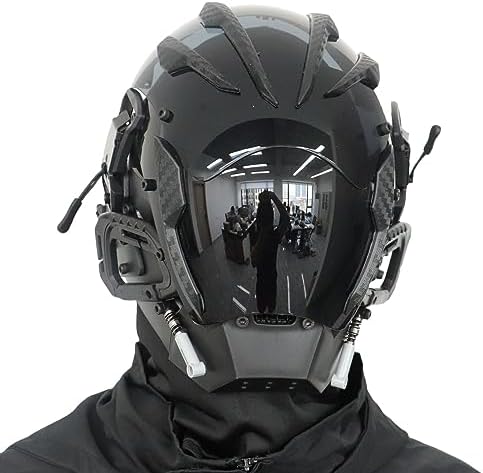 gothic motorcycle helmet PDLING Punk Cyber Mask for Men,Techwear mask, Halloween Cosplay Costume Accessory with LED Light, Futuristic Helmet : Clothing, Shoes & Jewelry shell layout from size XS to 2XL Chrome Skull Motorcycle Helmet Art