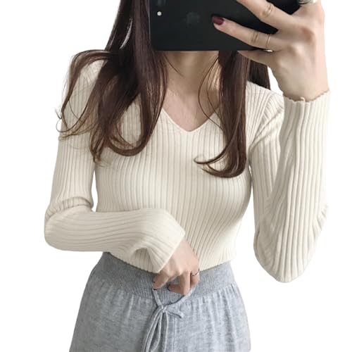 リブニットタイトトップス