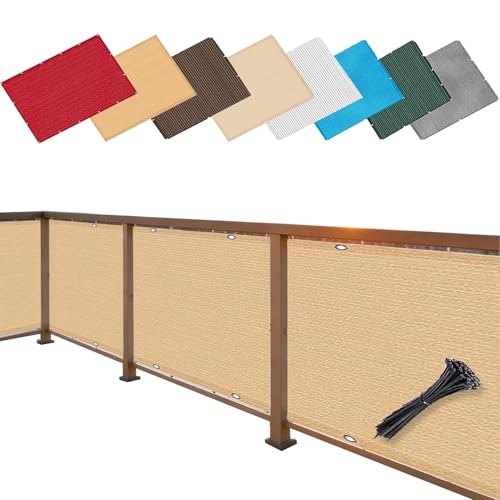 Brise vue terrasse rectangulaire jaune sable avec oeillets résistant durable - 2