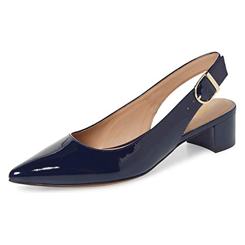 YDN Office Pumps Comfort Slingback Low Chunky Heels Closed Point Toe Fancy Buckle Up Women Shoes Size 4-15 M US