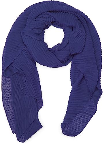 styleBREAKER Damen Schal fein gekreppt | Leichter Plissee-Schal für stilvolle Looks | Elegantes Halstuch mit fließenden Falten | Modisch Vielseitig & Angenehm weich | 96 x 192 cm, Farbe:Royalblau