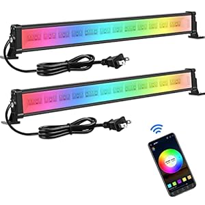 MEIKEE Wash Light DJ Light Bar, 42W RGBCW Smart APP Waterproof LED Flood Lights Bar, Dimmable Wall Washer Light for Church Wedding Birthday Party Stage Lighting Christmas Decoration 2 Pack