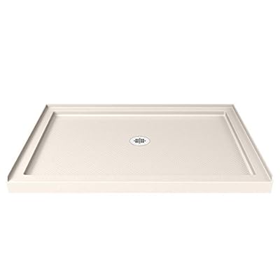 DreamLine SlimLine 32 in. D x 48 in. W x 2 3/4 in. H Center Drain Single Threshold Shower Base in Biscuit, DLT-1132480-22