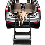 Dog Stairs for Car - Foldable Dog Ramps for Large Dogs with Non Slip Surface, Portable Dog Steps for Cars and SUV, Truck, Support Up to 200 Lbs