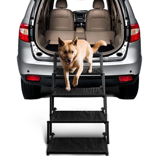 Dog Stairs for Car - Foldable Dog Ramps for Large Dogs with Non Slip Surface, Portable Dog Steps for Cars and SUV, Truck, Support Up to 200 Lbs by Heeyoo - Used condition - US$34.39