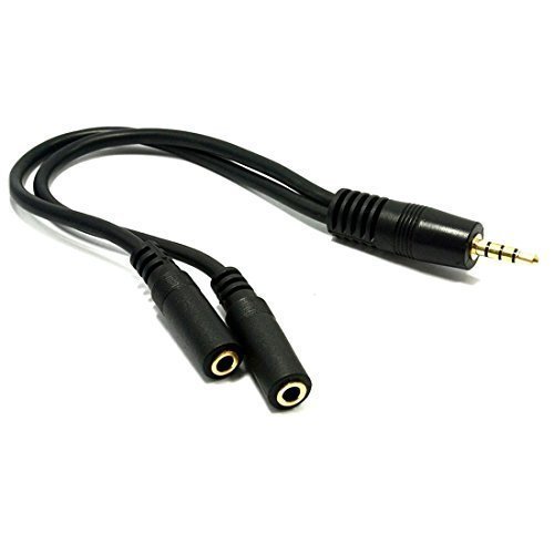 MasterStor Stereo Jack Splitter Cable3.5mm Male to 2 X Female Gold Plated Connector Adapter for Headphone Speakers, Mp3 Player, Mobile Phone,Laptop, PC,ipod (Black)