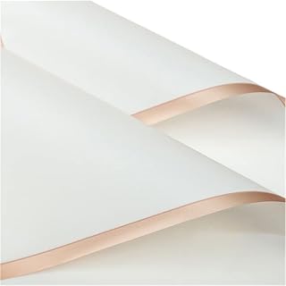 20 Sheets Pure color gold edge Flower Wrapping Paper,Waterproof Valentine's Day Bouquet Wrapping Paper 23x23Inch Used for DIY Crafts, Gift Packaging, Flower Shop Bouquet Packaging (White)