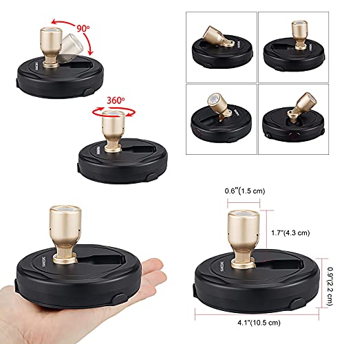 Kanesiki Battery Operated Spotlight, Wireless Picture Lights, Led Puck Light, Dimmable Accent Light With Remote, Stick On Display Lighting For Dartboard Painting Artwork Gallery Portrait, 2 Pack #TOP4