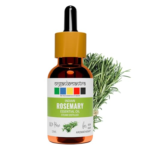 Organix Mantra Rosemary Essential Oil for Hair Growth, Hair Fall Control and Nourishment, Skin Care | 100% Pure, Natural, Undiluted | 15ml