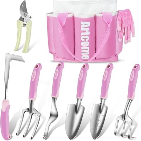 Artcome 9 PCS Pink Garden Tool Set Cover