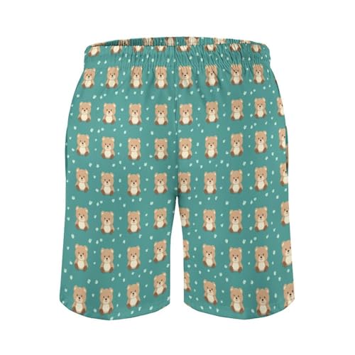 Cute Teddy Bear Mens Swim Trunks Quick Dry Beach Swimming Shorts with Mesh Lining and Pockets4