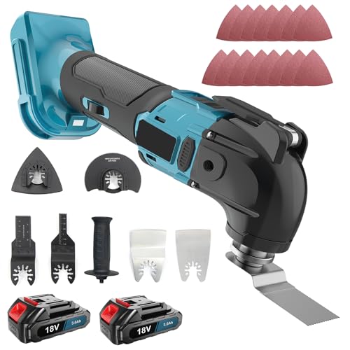 Image of Cordless Oscillating Tool with 2PCS 3.0Ah Battery, Brushless Multifunction Oscillating Saw for Makita with 6 Variable Speed, 4° Oscillation Angle, Blade Quick-Change for Wood, Plastic, Metal