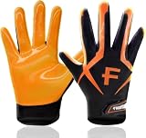 FINGER TEN American Football Receiver Handschuhe für Youth Jungen Mädchen, Torwarthandschuhe Impact Palm Protection , Wasserdicht Gloves Fit Kinder Alter 5-14 (Orange, M)