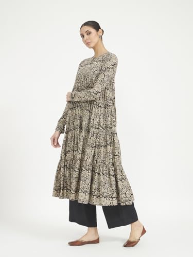 Image of FIORRA Women's Paisley Printed Pure Cotton Anarkali Kurta