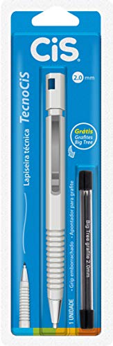 Lapiseira Técnica Tecnocis 2.0 mm, Branca, Blister com 1 + Grafite