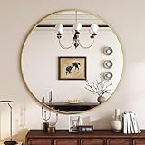 VETROVUE Espejo redondo dorado, sala de estar