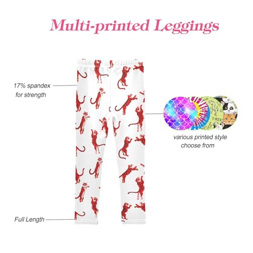 CaTaKu Girls Leggings Red Tiger Animal Leggings for Girls Kids Athletic Workout Yoga Pants Size 4-10T4