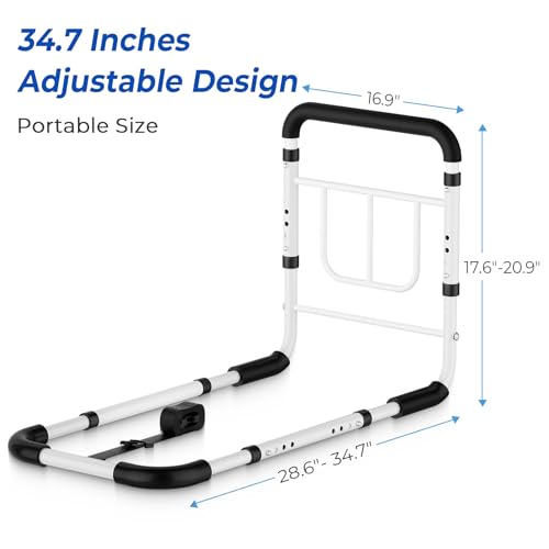 Bed Rails for Elderly Adults Safety - ASTM Approved 2026 Upgrade Adjustable Bed Cane with Non-Slip Ergonomic Handle & Storage Pocket, Bed Railings for Seniors Load 380 LBS, Tool-Free, Model BM03-1 - Image 3