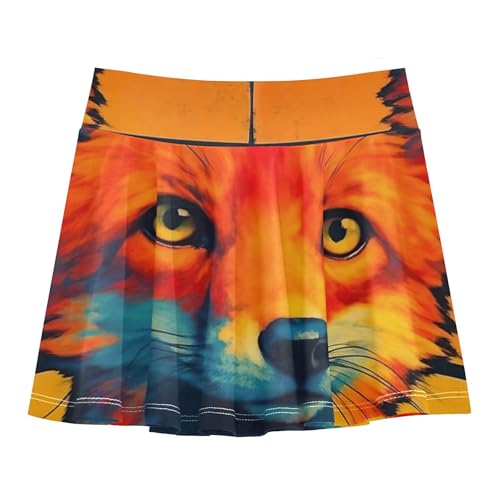 Girls' Shorts Athletic Skorts Tennis Skirts Kids Navy School Stylized Fox Prominent Sunset 3t2
