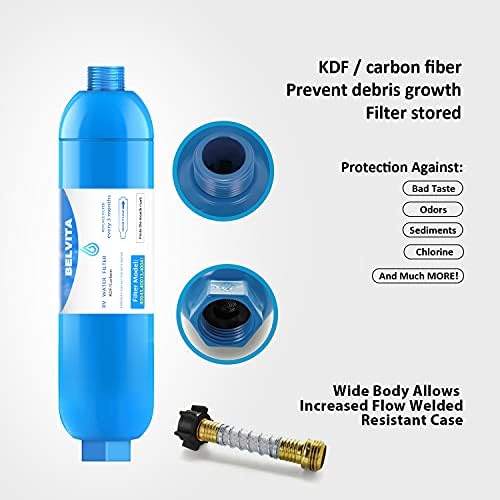 RV Inline Water Filter with Flexible Hose Protector,Dedicated for RVs and Marines,2 Pack Drinking & Washing Filter,Reduces Lead,Fluoride,Chlorine,Bad Taste & Odor — view 5