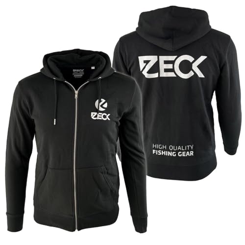 ZECK Zip Hoodie Black - Hochwertiger Zip Hoodie mit Front- und Rückendruck - L