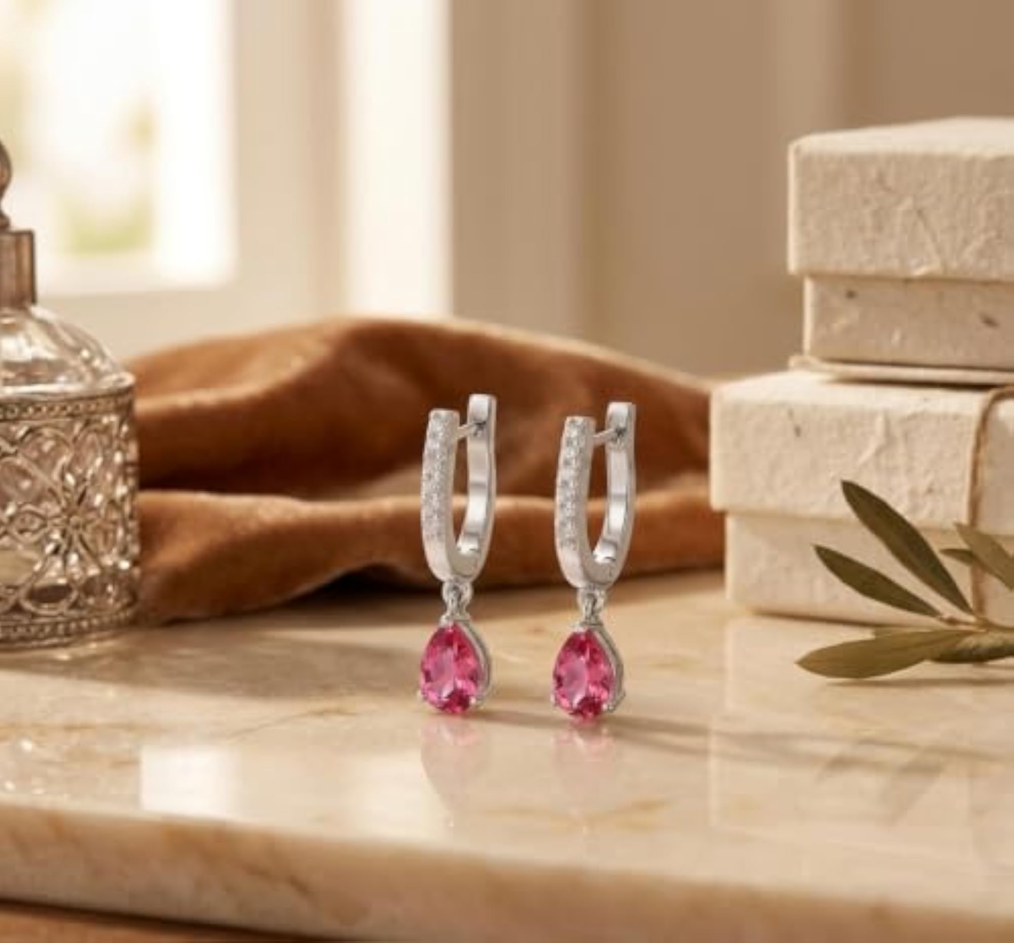 Women's Rhodium Plated 925 Sterling Silver Teardrop Dangling Drop Earrings