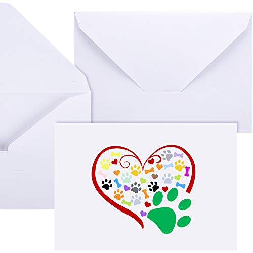 Image of Zonon 48 Pcs Paw Printed Thank You Note Cards Veterinary Gifts 24 Note Cards Heart Paw Print Blank Greeting with 24 White Envelopes Animal Lovers Pet Shop Birthday Party(Colorful)