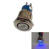 Etopars 12V Car Blue LED Light Momentary Engine Start Push Button Metal Toggle Switch 19mm