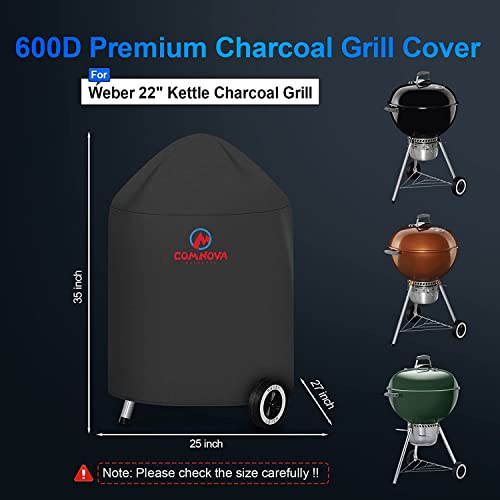 Comnova Charcoal Kettle Grill Cover - 600D Bbq Cover For Weber 22 Inch Charcoal Grill, Heavy Duty & Waterproof Covers For Weber 22 Inch Master Touch Charcoal Grill, Original Kettle Grill And More #TOP4