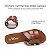 Athlefit Women's Flat Sandals Summer Casual Slip On Leather Slide Sandals Brown Size 11