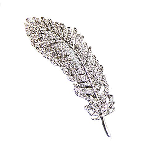 Vintage Rhinestone Leaf Feather Style Hair Barrette Hair Clip Elegant French Clip Wedding Hair Pin (Silver)
