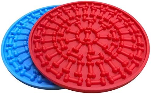 2pcs Dog Lick Pad, Bath & Grooming Slow Feeders, Distraction Device,Powerful Suction Cups on The Back, Training-Just Add Peanut Butter (Red &Blue)