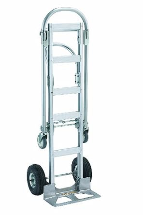 Wesco 219999 Spartan Economy Aluminium 2 in 1 Sr. شاحنة ، عجلات مطاطية صلبة ، 1000 رطل. سعة التحميل ، 22 بوصة عرض &times; 61- 1 / 2 "ارتفاع &times; 19" عمق