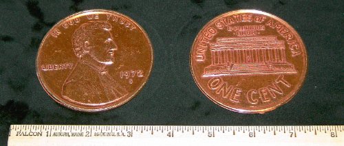 REPLICA 1972 Lincoln Memorial Cent or Penny. Big Huge Large 3" Metal Coin