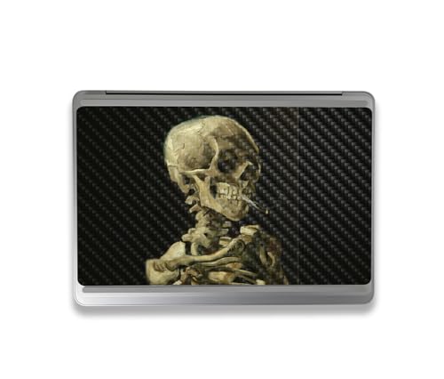 Image of MightySkins Carbon Fiber Skin Compatible with Microsoft Surface Laptop Studio 2 (2023) Full Wrap Kit - Skull with Cigarette | Protective Durable Textured Carbon Fiber Finish | Made in The USA