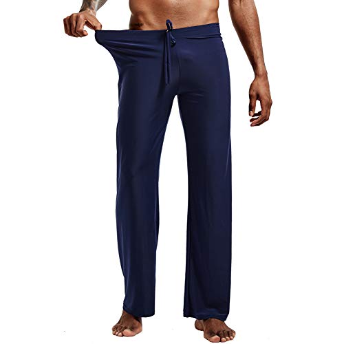 K-Men Men's Sweatpant Elastic Loose Fit Yoga Pants Quick Dry Breathable Navy Blue Pants #TOP1