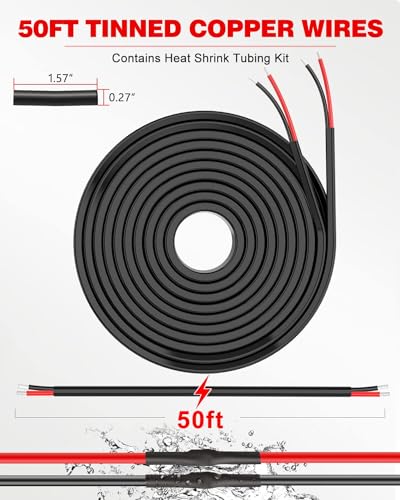 NAOEVO 14 Gauge Wire 2 Conductor Electrical Wire, 14 AWG Stranded PVC Cord, 12V Low Voltage/Tinned Copper/Flexible Cable for Automotive Wiring, Lamp Cord, Marine Cable (50FT)