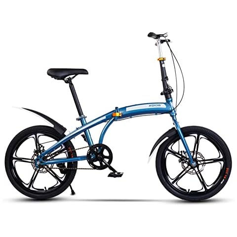 Folding Bicycle City Bike for Adult 20inch Commute Bicycle for men women single Speed Gears&Dual Disc Brakes Cycle,Seat/handlebars are adjustable,foldable design,easy storage.color:blue Cover