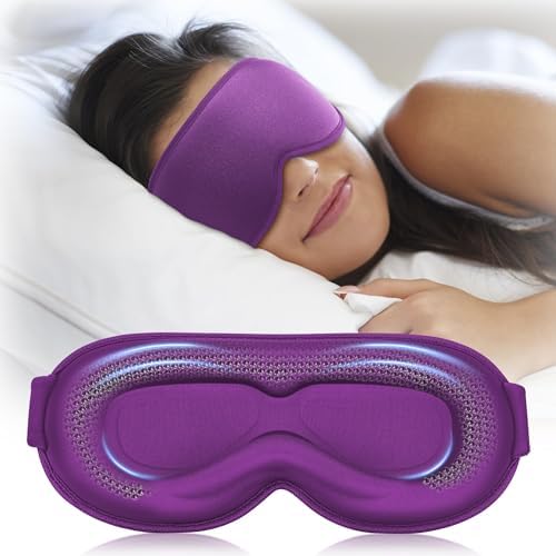 Weighted Eye Mask for Women - 3D Blackout Sleep Mask for Deep Sleep, Postpartum Gift, Lash-Friendly - Long Flight Travel, Cruise Ship, Car Camping Essentials, Purple